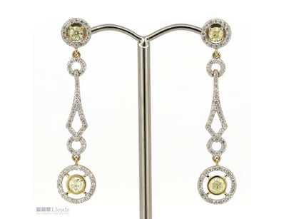 14K YELLOW GOLD, YELLOW DIAMOND, ART DECO INSPIRED...