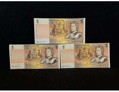 AUSTRALIAN ONE DOLLAR NOTES - QUEEN ELIZABETH II P...