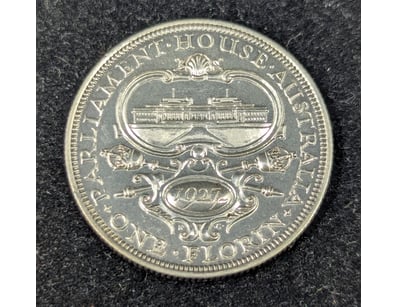 1927 AUSTRALIAN 8 PEARL PARLIAMENT HOUSE FLORIN
...