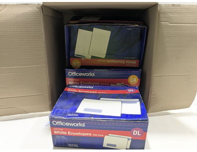 Bulk lot of Officeworks white envelopes DL self-se...