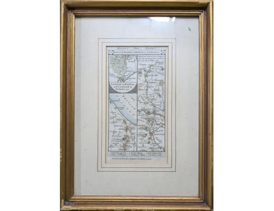 1785 HAND-COLORED ENGRAVED ROAD MAPS FROM BOWLES &...