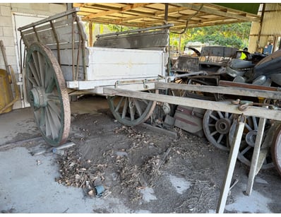 Vintage Horse-Drawn Produce Carriage, Timber Const...