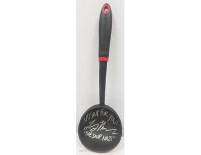 SOUP LADEL SIGNED BY THE SOUP NAZI LARRY THOMAS FR...