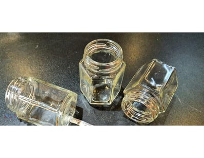 6x Boxes 85ml Mini Hexagon Glass Honey Jam Food Ja...