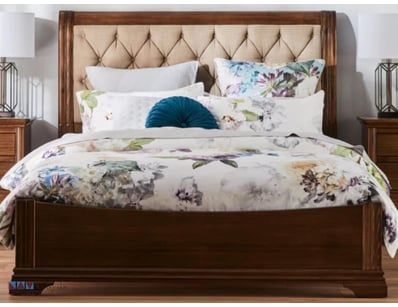 RRP $4,199. King Bed Frame, Veronique, Mahogany ty...