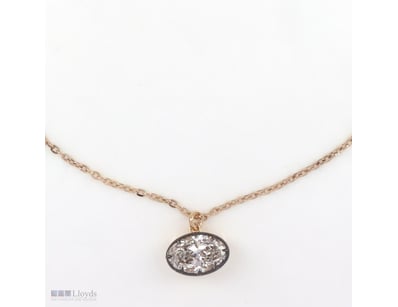 3.01 CT OVAL DARK-BEZEL PENDANT NECKLACE IN 18KT Y...