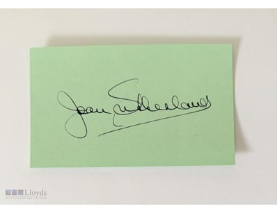 JOAN SUTHERLAND SIGNED INDEX CARD 

Joan Sutherlan...