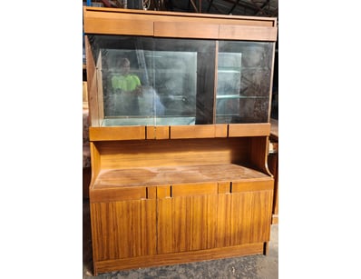 Cabinet, timber style display cabinet with glass ...