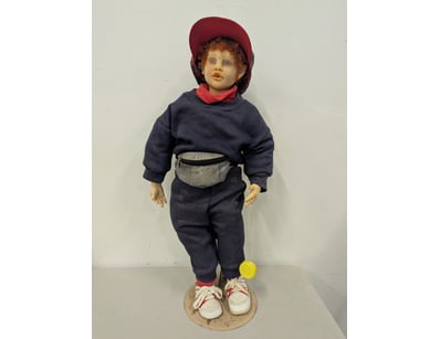 VINTAGE PORCELAIN DOLL WITH ORIGINAL CLOTHING AND ...