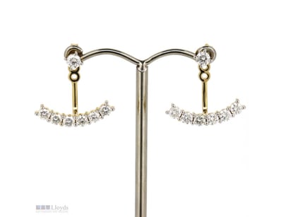 14K YELLOW GOLD AND DIAMOND, MULTI-WARE EARRINGS. ...