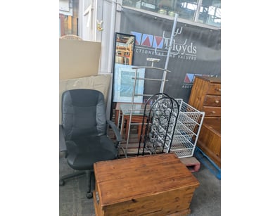 Homewares, including chest of games, artwork, mirr...