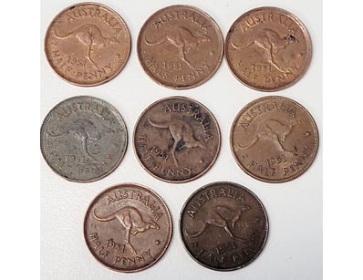 8X 1951 AUSTRALIAN HALF PENNY COINS

488567+8
...