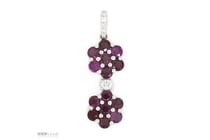 14K White Gold, Pink Sapphire And Diamond, Flower
