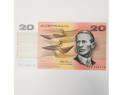 AUSTRALIAN $20 BANKNOTE,  R415I (UNC) 

CV : $20...
