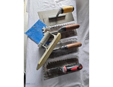 Collection Of Tiling Tools, Notch Trovel, Grout Fl...