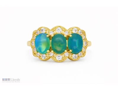 NATURAL ETHIOPIAN OPAL RING ON 925 SILVER - WITH C...