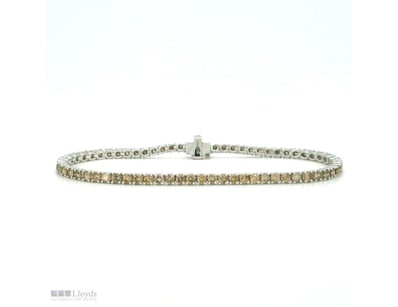 9CT WHITE GOLD FANCY BROWN DIAMOND TENNIS BRACELET...