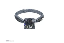 Cushion-Cut Stone Ring With Shoulder Stones -