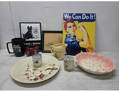 Vintage style collectibles lot featuring English p...