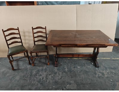 Furniture, including 2x timber style chairs and ti...