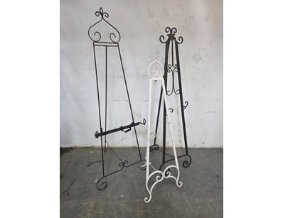 Easels, metal, Black & White, qty 3 assorted.

Sol...