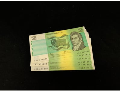 AUSTRALIAN $2 PAPER BANKNOTES - SEQUENTIAL SERIAL ...