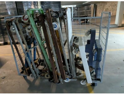 Industrial trolleys/carts featuring metal frames w...
