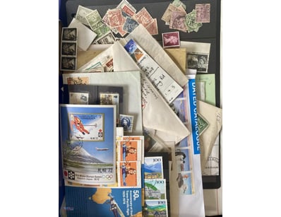 Box Of Stamps Etc Including Stamps Loose, In Packe...