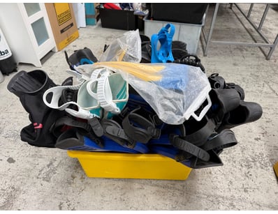 Comprehensive diving equipment collection featurin...