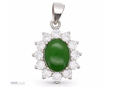 NATURAL BURMESE JADE PENDANT ON 925 SILVER - WITH ...