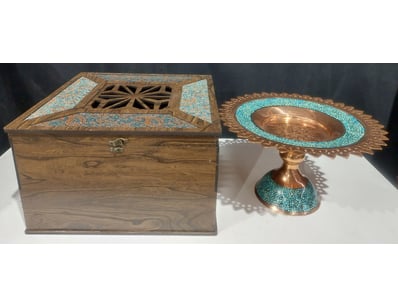 PERSIAN FIROOZEH KOOBI (TURQUOISE INLAY) PEDESTAL ...