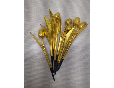 Decorative gilt floral sculpture set comprising ap...