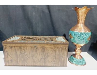 PERSIAN FIROOZEH KOOBI (TURQUOISE INLAY) PEDESTAL ...