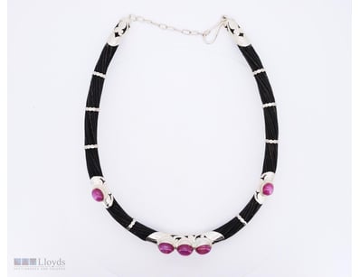NATURAL BURMESE RUBY NECKLACE ON 925 SILVER - WITH...