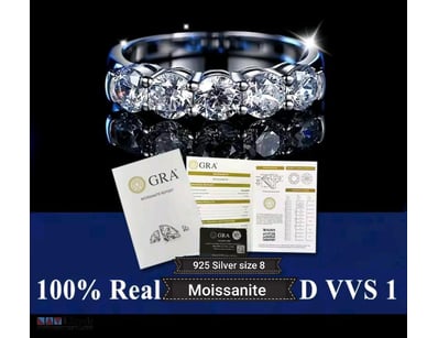 GRA CERTIFIED 925 SILVER MOISSANITE ETERNITY RING ...
