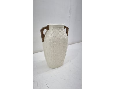 CREAM CERAMIC VASE WITH BRONZE HANDLES - DIANA V55...