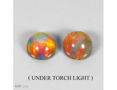 NATURAL 1.23CT ROUND CABOCHON RAINBOW FIRE OPAL PA...
