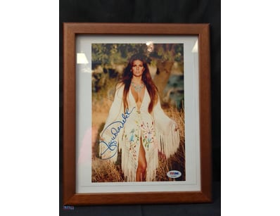 THIS FRAMED PHOTOGRAPH FEATURES RAQUEL WELCH, A RE...