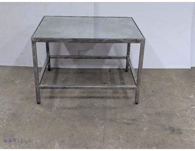 Side table, silver coloured metal frame with mirro...