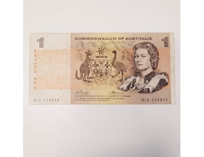 AUSTRALIAN $1 BANKNOTE,  R74L (G) LAST PREFIX 

...