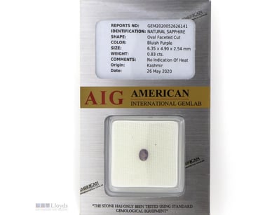 0.83CT CERTIFIED, NATURAL PURPLE SAPPHIRE     

Ov...