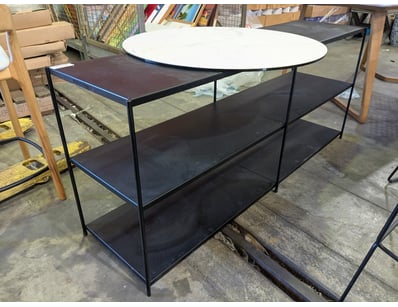 Modern industrial-style console table featuring a ...