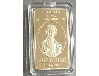 1 X NED KELLY "SUCH IS LIFE" 1 OZ INGOT-GOLD PLATE...