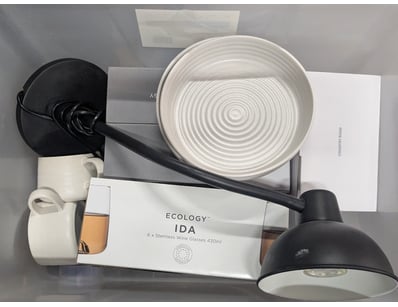 Homewares, including table lamps, Ecology stemless...