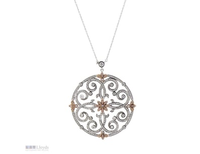 14K WHITE/ROSE GOLD, FANCY PINK DIAMOND AND DIAMON...