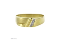 9K Yellow Gold And Diamond, Gents Signet Ring.