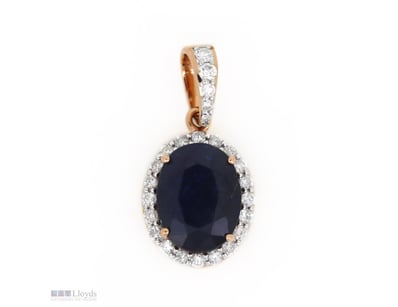 14K ROSE GOLD, BLUE SAPPHIRE AND DIAMOND, HALO PEN...