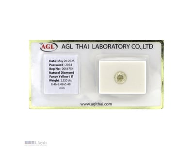 2.52CT CERTIFIED, NATURAL FANCY YELLOW DIAMOND    ...