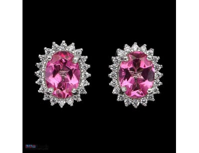 NATURAL HOT PINK TOPAZ STUD EARRINGS.     

Natura...