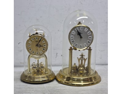 Clocks, vintage style pedestal clocks encased in g...
